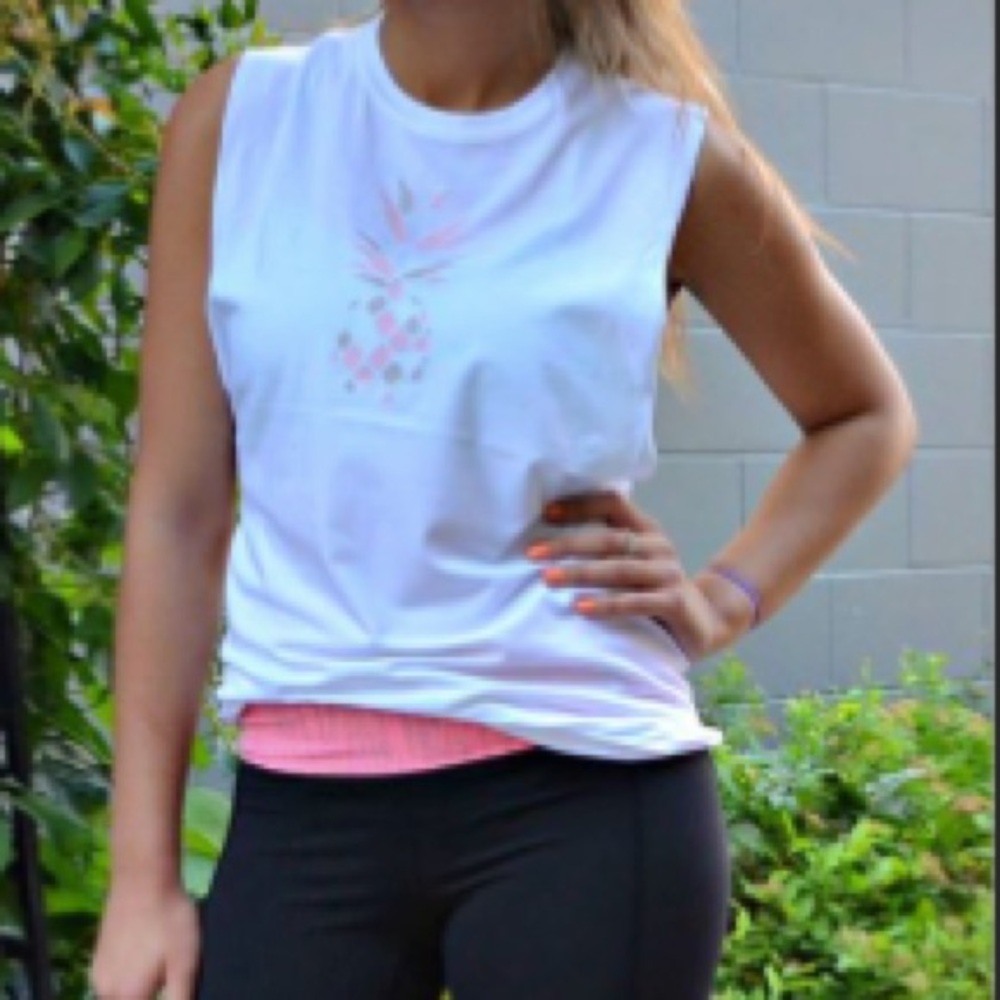 white lululemon pineapple muscle tank